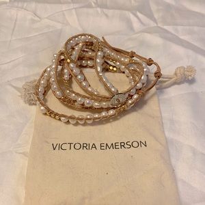 Victoria Emerson wrap bracelet, pearl and gold beads, natural, neutral